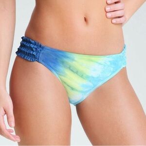 Lucky Brand Caribbean Crush Tie Dye Fern Ruffle Side Tab Hipster Swim Bottom NWT